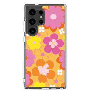 Pink/Yellow Flowers - Clear Galaxy Case