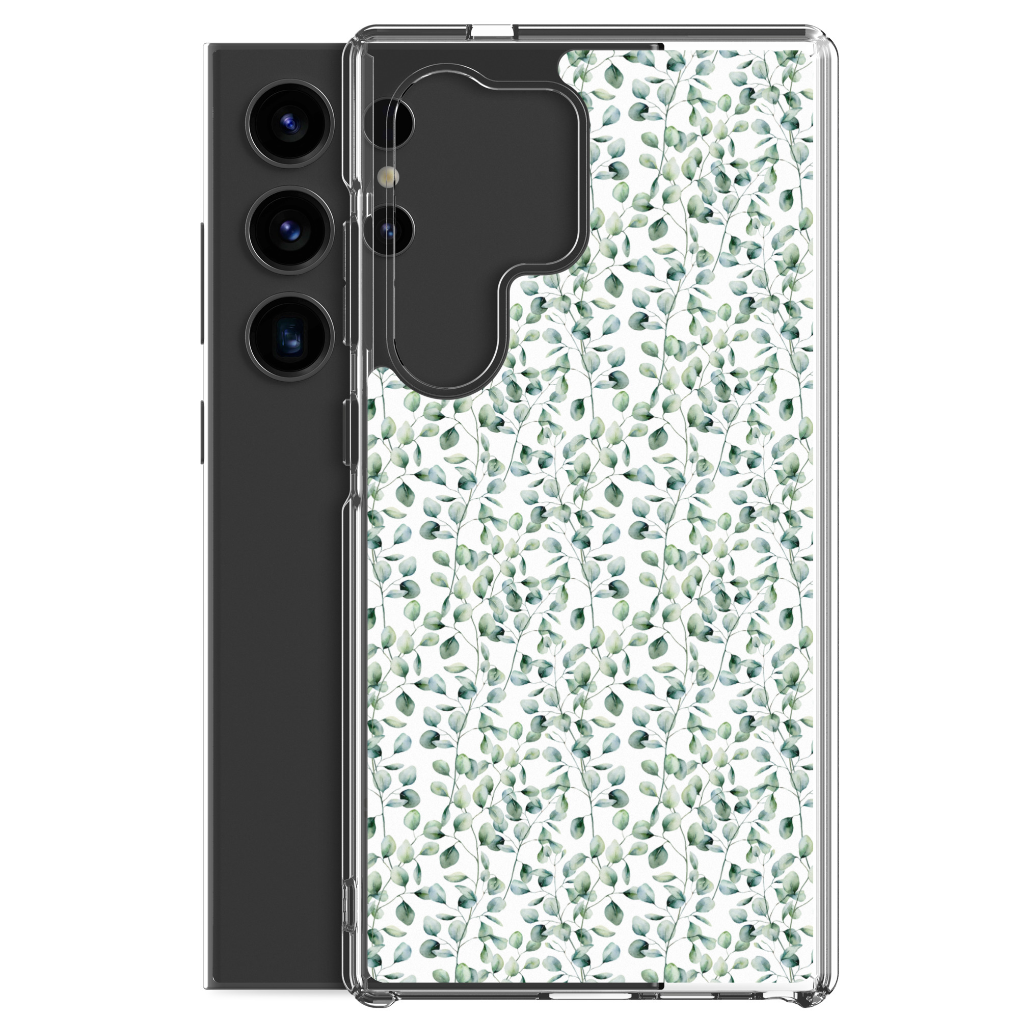 Thin Branch and Green Leaves - Clear Galaxy Case - Image 34
